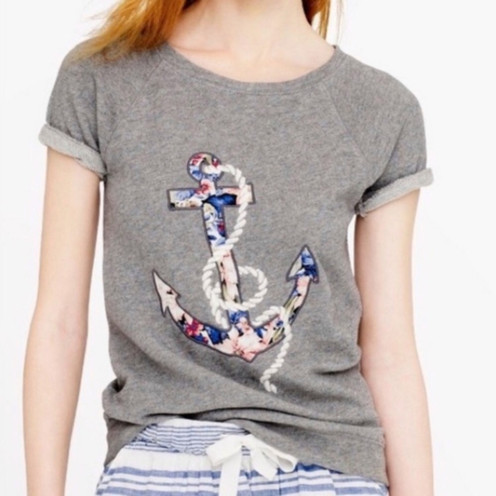 J Crew Terry Tee with Floral Anchor Shirt